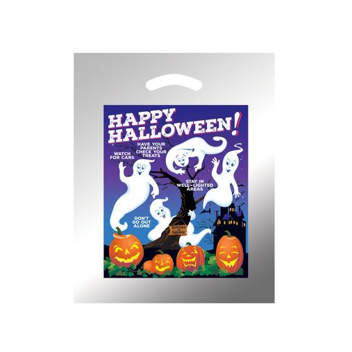 Custom Printed Halloween Stock Design Silver Reflective Die Cut Bag • Ghosts - 13HG1215-FI